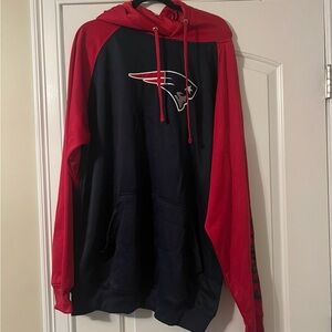 Men’s New England Patriots Red and Blue Hoodie 2XLT